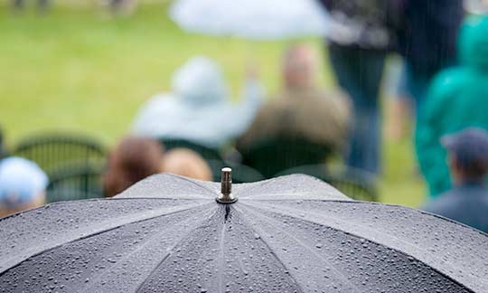 Event Management Checklist &ndash; Event cancellation causes: rain